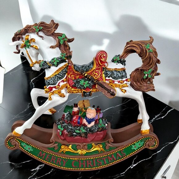 ROCKING HORSE Figurine ,SAN FRANCISCO MUSIC BOX "WE WISH YOU A MERRY CHRISTMAS" - Picture 3 of 16